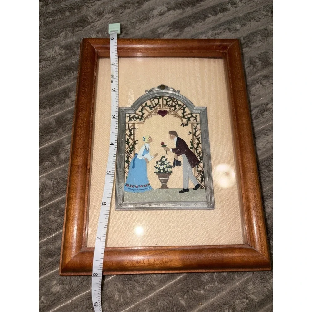 Wilhelm Schweizer‎ German Pewter  Hand Painted Wall Plaque Rose For You Framed